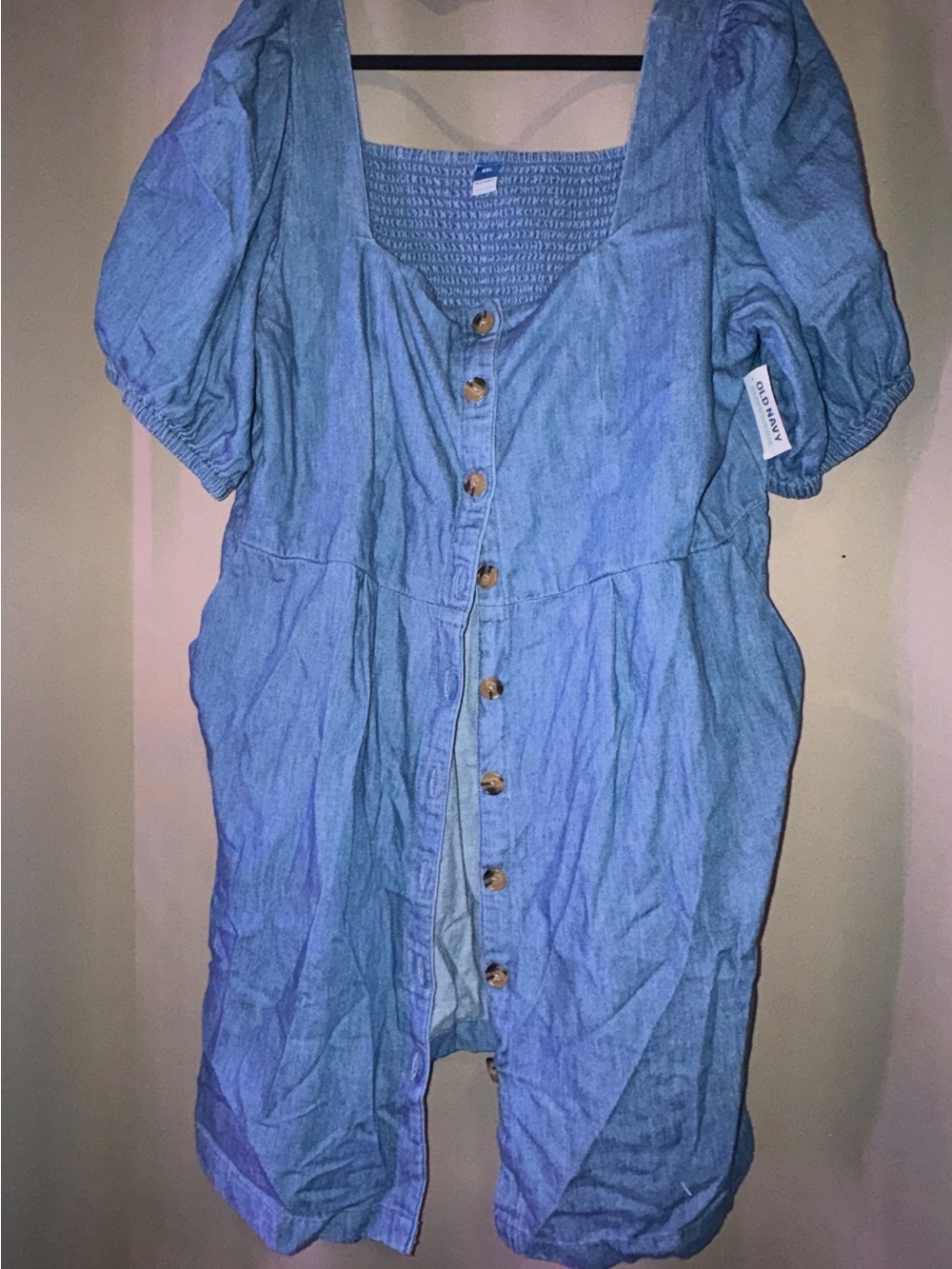 Old Navy Light Blue Denim-Look Kids Romper with Button Front